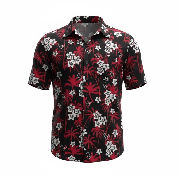 Nfl Apparel Other - Houston Texans NFL Team Apparel Hawaiian Shirt Mens M Tropical Palm Print